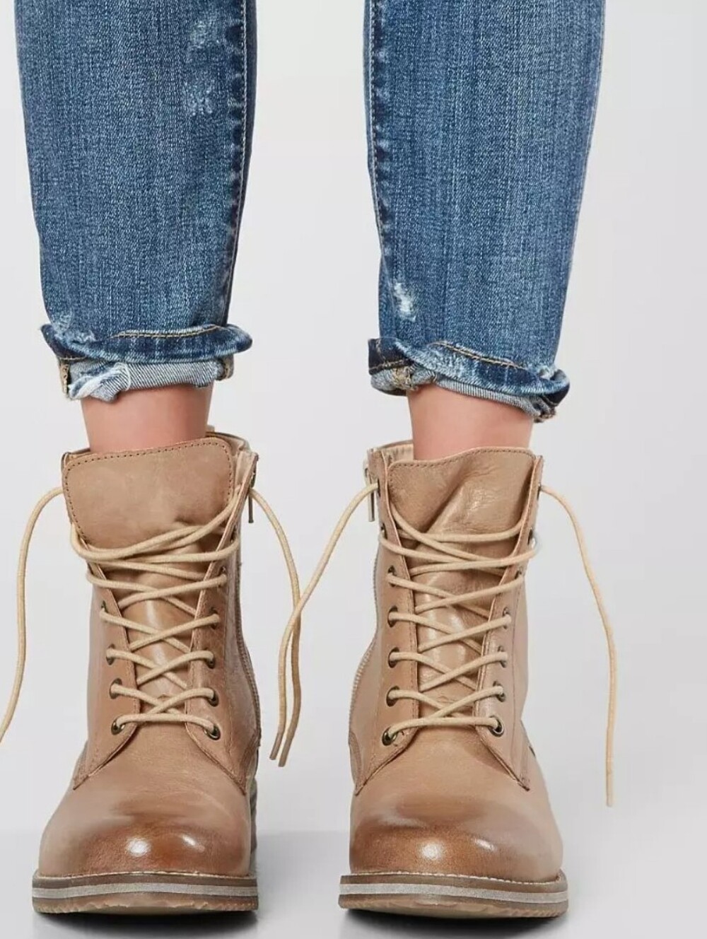 $248 Frye Lace Up Combat Boots Ash Grey Veronica Flex Festival Booties